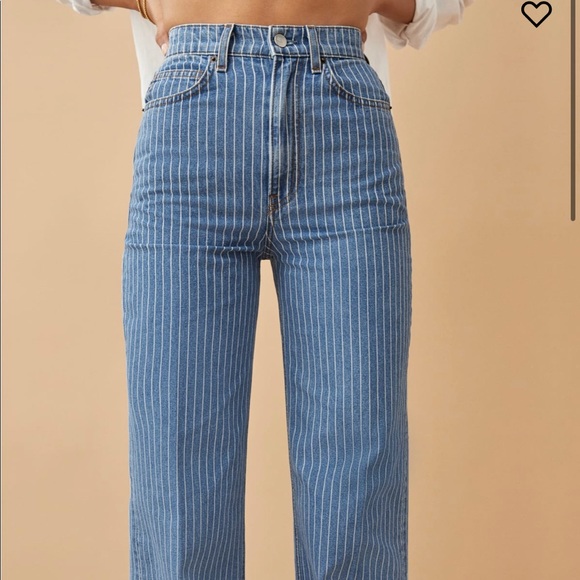 Reformation Denim - NWT Reformation the Hailey high rise wide leg pinstripe jeans size 26